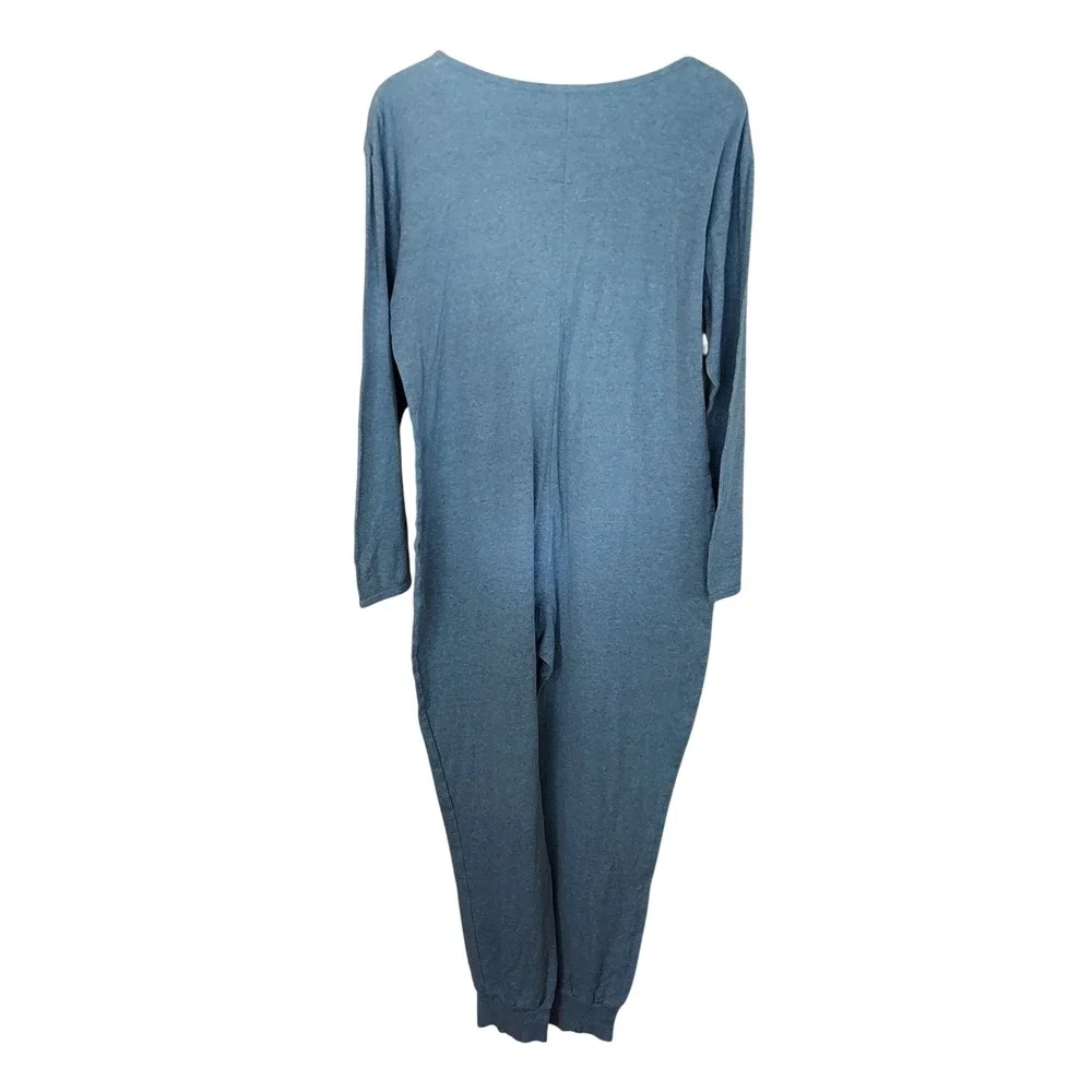 Victoria's Secret Underware Blue Henley Union Suit One Piece Pajamas Loungewear